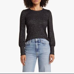 Bobeau ballon sleeve knit lightweight charcoal sweater